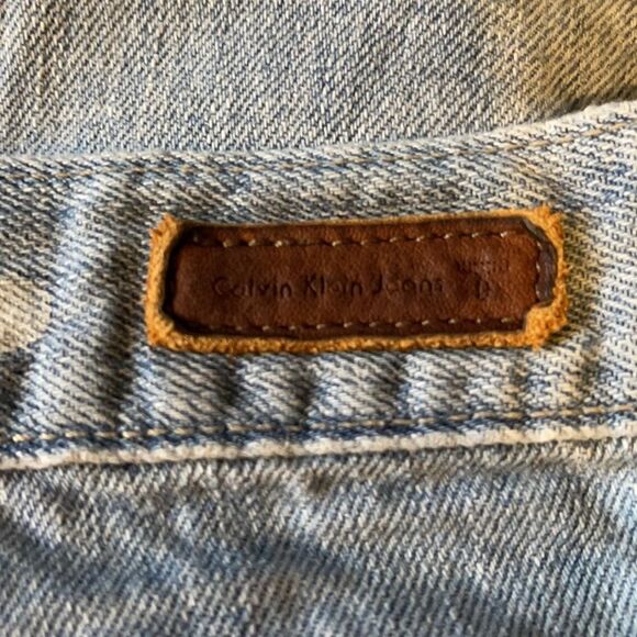 Calvin Klein Vintage Denim Skirt Distressed Dots 6 - Picture 11 of 12